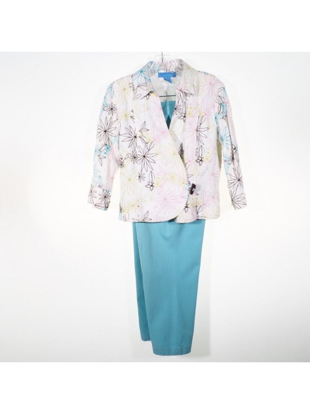 Doncaster Outfit Womens Size 10 Blazer Pants Linen Cotton Embroidered Multi